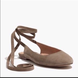 Madewell Ankle-Wrap Flats sz 7 1/2 Otter
